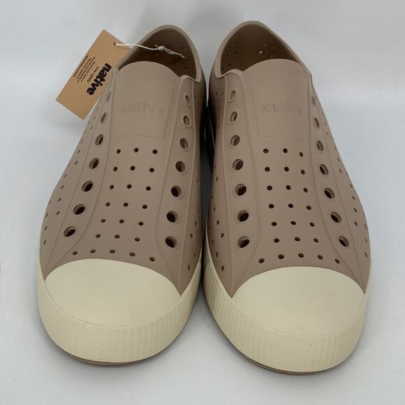 Native Shoes Mens 10 Flax Tan Bone Jefferson Slip On Sneaker Perforated P2-60 - Picture 2 of 10